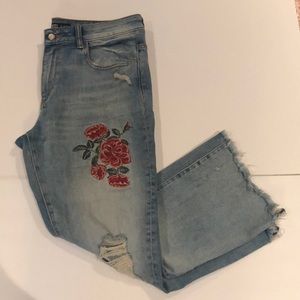 Zara Rose Patch and Distressed Crop Jean